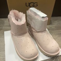 Brand New Ugg Boots. Casual Pink Flat Heel Boots, Casual Pink Suede Boots, Casual Pink Slip-on Boots, Pink Suede Boots With Round Toe, Pink Round Toe Boots, Shoes Ugg, Womens Uggs, Ugg Shoes, Ugg Boots