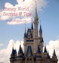 a castle with the words disney world secrets and tips