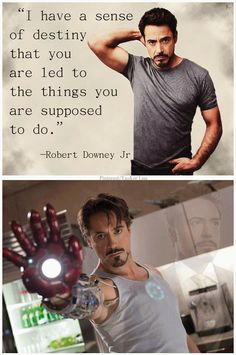 the avengers movie quote with iron man holding his hand up and an image of robert downey