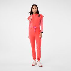 Official FIGS® Scrubs. Ridiculously Soft Scrubs Designed Just For You. Get Free Shipping On Orders $50+! | FIGS Womens Fireside Rafaela - Cargo ScrubJumpsuit™ Dark Harbor, Figs Scrubs, Lab Coats, Pink Clouds, Awareness Ribbons, Top Graphic Tees, Scrub Pants, Scrub Tops, Sports Leggings