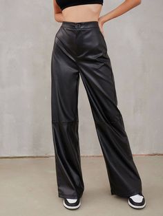 Elevate your style game with these Casual High-Waist PU Wide Leg Pants. Designed for both comfort and fashion, these pants are a must-have addition to your wardrobe.Crafted with a high-waisted silhouette, these pants provide a flattering fit while adding a touch of sophistication to your look. The wide leg design offers a chic and timeless appeal that can be dressed up or down for any occasion.Made from high-quality PU material, these pants are not only stylish but also durable. They have a soft and comfortable feel against your skin, making them suitable for all-day wear. Whether you pair them with a classic blouse, a casual tee, or a stylish sweater, these Casual High-Waist PU Wide Leg Pants are versatile enough to create various stylish ensembles. Size Chart : SIZE PANT LENGTH HIPS WAIS Classic Blouses, High Waist Wide Leg Pants, Leather Pants Women, Stylish Sweaters, Short Coat Jackets, Pantalon Large, Faux Leather Pants, Crop Top Blouse, Pants Women