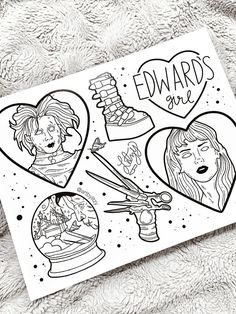 a coloring book with hearts and drawings on the cover, which reads edward's day