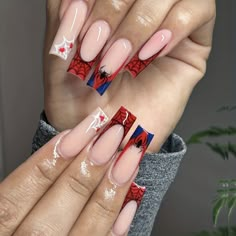 Faster shipping. Better service Spiderman Nail Designs, Halloween Press On Nails, Halloween Acrylic Nails, Heart Nail, Nagel Tips, Easy Nails, Coffin Press On Nails, Halloween Nail Art, Stick On Nails