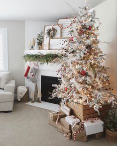 a decorated christmas tree in a living room