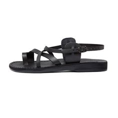 The Good Shepherd Buckle black, handmade leather sandals with back strap and toe loop- Side View Fit Inspired, Ankle Strap Sandals Flat, Toe Loop Sandals, Good Shepherd, Closed Toe Sandals, Ankle Strap Flats, The Good Shepherd, Sheep Leather, Buckle Sandals