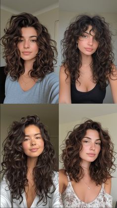 Layered Curly Hair, Haircuts For Curly Hair, Stylish Haircuts, Curly Hair Inspiration, Round Faces