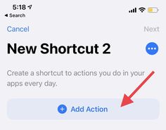 the new shortcut button on an iphone's notification screen with arrows pointing to it