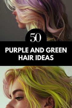 Looking for a fresh take on short hairstyles? Dive into purple and green hair ideas that offer a vibrant twist. These bold hair color combinations are perfect for those who love cute hair colors and fantasy hair styles. Save this pin to your 'Bright Hair' board and check out the article for more inspiration. Olive Color Hair, Multi Color Hair Ideas, Fantasy Hair Styles, Green Hairstyles, Hair Color Combinations, Black And Green Hair