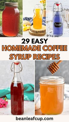 homemade coffee syrup recipe collage with images