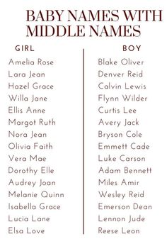 baby names with middle names for girls and boys