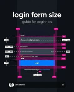 the login form size guide for beginners is shown in this screenshote