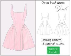 the sewing pattern for this dress is easy to sew and has an open back design