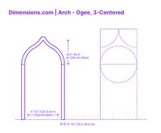 the measurements for an arch - oge, 3 - centered door and window