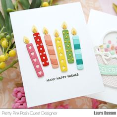 two cards with birthday candles on them