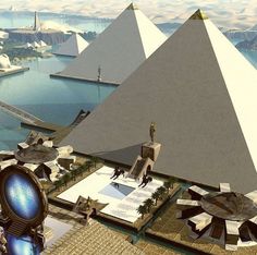 an artist's rendering of the egyptian pyramids