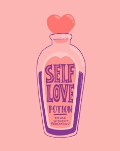 a bottle with a heart on it that says self love potion to get more motivation