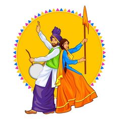 Sardar Couple, Bhangra Dance, Punjabi Culture, Indian Artwork, Dancing Drawings, Punjabi Couple