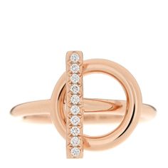 This is an authentic HERMES 18K Rose Gold Diamond PM Echappee Ring size 50 or 5.25. The ring is crafted of 18 karat rose gold and features a polished bar and circle motif accented with diamonds, approximately .07 total carat weight. Hermes Rings, Hermes Ring, Hermes Jewelry, Rose Gold Diamonds, 18k Rose Gold, Rose Gold Ring, Jewelry Sales, Gold Diamond, Gold Rings