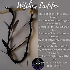 Witch's Ladder Diy, Witches Ladder Spell, Witches Ladder Meaning, Witchy Craft Room Ideas, Witch’s Ladder, Witches Ladder Diy, Witches Shelf, Witchy Corner, Pagan Celebrations