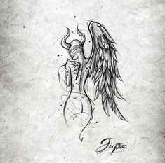 a drawing of an angel with wings on it's back and the word hope written in