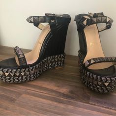 Reposhing Authentic Wedges. Black Alligator Pattern. With Silver Spike Accents. In Good Condition Comes With Dust Bag. Open To Reasonable Offers Louboutin Wedges, Alligator Pattern, Black Alligator, Wedges Black, Womens Shoes Wedges, Louboutin Shoes, Christian Louboutin Shoes, Alligator, Black Silver