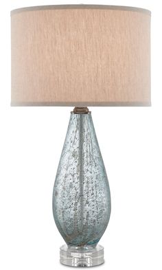 Currey and Company - 6000-0181 - One Light Table Lamp - Optimist - Pale Blue Speckle Blue Table Lamp, Blue Lamp, Concrete Furniture, Cfl Bulbs, Blue Table, Bedroom Lamps, Desk Lamps, Linen Shades, Blue Tones