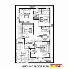 the floor plan for a two story house with an attached kitchen and living room area