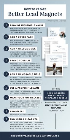 an info sheet describing how to create better lead magnets for your business or company