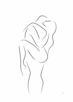 a line drawing of a woman's body with her hands on her hips, looking down