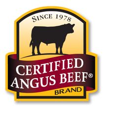 the logo for certified angus beef brand, with an image of a cow on it