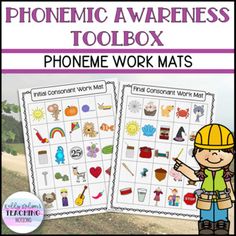 the phonicic awareness toolbox for phone work mats is shown with an image of a