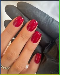 Nail Products & Courses on Instagram: \ Raspberry Red Nails, Red Shirt Nails, Raspberry Nail Color, Red Nails Manicure, Raspberry Nails, Flash Nails, Red Gel Nails, Simple Gel Nails