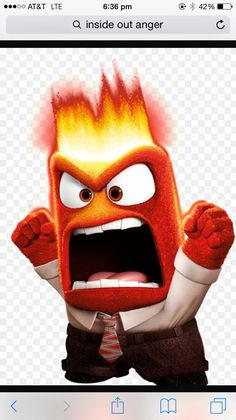 an animated character with fire on his face and arms, in front of a cell phone screen