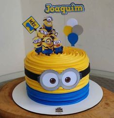 a birthday cake made to look like a minion