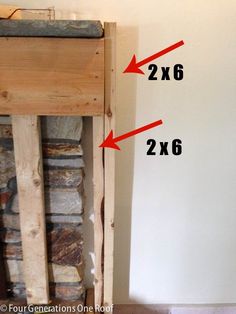 the measurements for a fireplace surround are shown in three different sizes, including 2x6 and 4x6