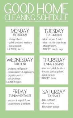 the good home cleaning schedule is shown