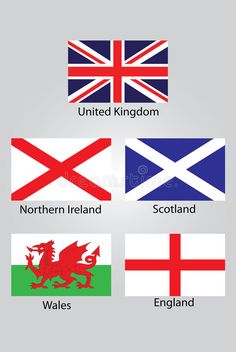 the flags of england, scotland, northern ireland, wales and wales royalty illustration stock illustration