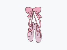 a pair of ballet shoes with a pink ribbon tied around the shoelaces, on a white background