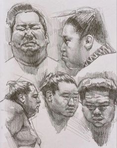 some drawings of men with different facial expressions