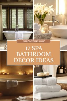 Explore 17 relaxing bathroom decor ideas that turn your space into a spa retreat. Featuring images of beautiful decor, calming scents, and luxurious towels, these designs will help you create your own personal oasis at home using inspiration drawn from the best spa designs.