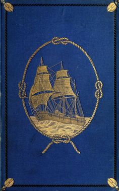 an old book with a ship in the middle and rope around it's edges