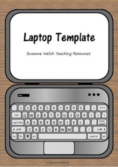 a laptop with a keyboard on top of it and the words laptop template above it