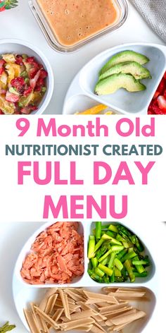 the 9 month old nutritious created full day menu is ready to be eaten