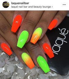 Neon nails Nail Art Fluo Summer, Bright Nails Neon, Neon Nail Art Designs, Summer Nails Neon, Bright Summer Acrylic Nails, Neon Nail Art, Neon Summer, Summer Nail Art, Bright Nails