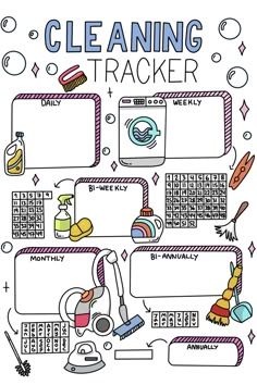 the cleaning tracker is shown in this hand drawn illustration