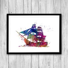 a watercolor painting of a pirate ship