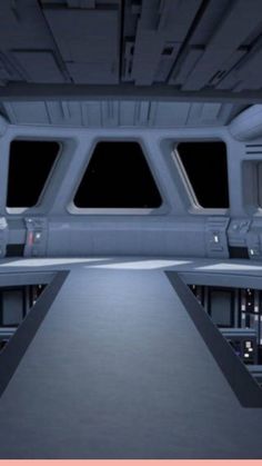 the interior of a space station is shown in this 3d image, and it appears to be empty