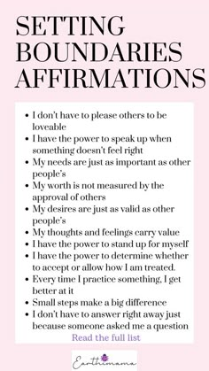 Boundary Setting Affirmations, Journal Prompts For Setting Boundaries, Setting Boundaries Affirmations, Journal Prompts For Boundaries, Set Boundaries Quotes Respect Yourself, Setting Boundaries At Work, Boundary Affirmations, Relationship Boundaries List, Respect Affirmations