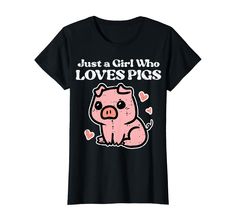 PRICES MAY VARY. Grab this funny Just A Girl Who Loves Pigs T-Shirt for your pig lover dad, mom, son, daughter, broither, sister, family or friend! It's the perfect gift idea & present for Birthday, Father's Day, Mother's Day or Christmas! This cute cute Just A Girl Who Loves Pigs T-Shirt is a perfect gift for hog farmers and swineherd men, women, boys, girls, kids, toddler, youth or teen who will proudly wear this hog, swine, boar, piggy, piglet, oink livestock farm top tee apparel Lightweight, Pigs Cute, Present For Birthday, Pig Lovers, Mom Son, Tee Outfit, Just A Girl, Toddler Girls, Branded T Shirts, Top Tee