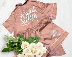 Personalized Sweet 16 Pajamas - Birthday Party Sleepwear & Gifts 🎉 Celebrate her Sweet Sixteen in style and comfort with these stunning personalized satin pajamas! Perfect for sleepovers, photoshoots, or as unique party gifts, these PJs add a special touch to the big day and create memories that will last a lifetime. ✨ Ideal For: Sweet 16 Party Sleepovers & Photoshoots, Personalized Birthday Gifts for Guests or the Birthday Girl, Matching Sets for Girls' Night ✨ Gift-Ready: Each set comes packaged in a cute organza bag. ✨ Personalized Just for You: Add names, initials, or sweet 16 logo, or birthday date. ✨ Soft Satin Feel: Luxuriously smooth and breathable for all-night comfort. ✨ Perfect for Every Party Theme: Available in 14 beautiful colors to match any party vibe. ✨ Great Gift Idea - Birthday Gifts For Guests, Pajamas Birthday Party, Pajama Birthday Parties, Satin Pajamas Set, Satin Pyjamas, Birthday Gift For Daughter, Party Vibe, Sweet 16 Party, Girls Pjs